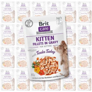 Brit Care Cat FG Kitten Tender Turkey Pouch ZETAW 24x85g kawałki w sosie karma dla kociąt