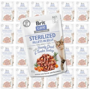 Brit Care Cat FG Sterylized Hearty Duck Pouch ZESTAW 24x85g kawałki w sosie karma dla kota 
