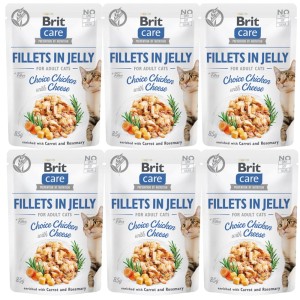 Brit Care Cat FJ Choice Chicken&Cheese Pouch ZESTAW 6x85g kawałki w sosie karma dla kota 