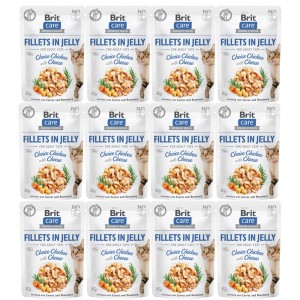 Brit Care Cat FJ Choice Chicken&Cheese Pouch ZESTAW 12x85g kawałki w sosie karma dla kota