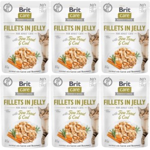 Brit Care Cat FJ Fine Trout&Cod Pouch ZESTAW 6x85g kawałki w sosie karma dla kota