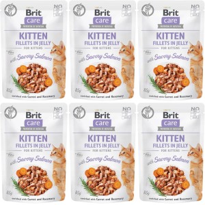 Brit Care Cat FJ Fine Savory Salmon ZESTAW 6x85g kawałki w sosie karma dla kociąt