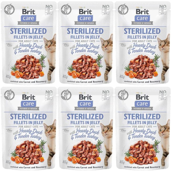 Brit Care Cat FJ Sterylized Duck&Turkey Pouch ZESTAW 6x85g karma mokra dla kota
