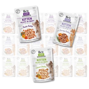 Brit Care Cat FG Pouch Kitten MIX ZESTAW 18x85g mokra karma dla kociąt