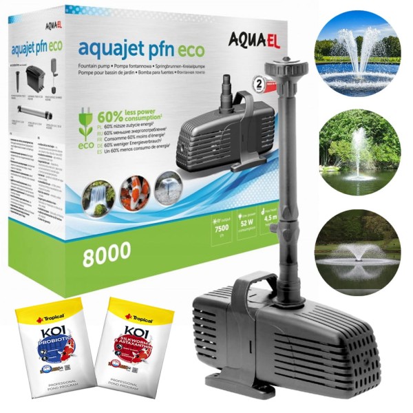 Aquael PFN-8000 ECO Pompa Fontannowa do oczka 7500l/h 52W + gratisy