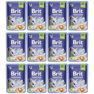 Brit Premium Trout Fillets Adult ZESTAW 12x85g karma mokra dla kota pstrąg 