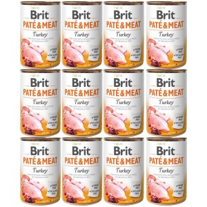 BRIT PATE & MEAT TURKEY ZESTAW 12x400g karma mokra dla dorosłych psów indyk