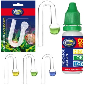 Aqua Nova Szklany Indykator Hang Drop Wskaźnik Co2 do Akwarium + płyn