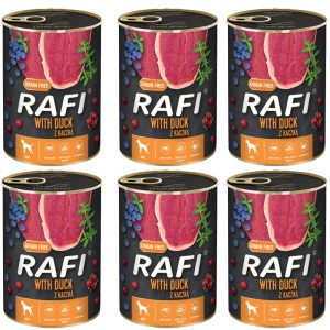 Rafi Pełnoporcjowa Mokra Karma dla Psa Kaczka ZESTAW 6 x 800g