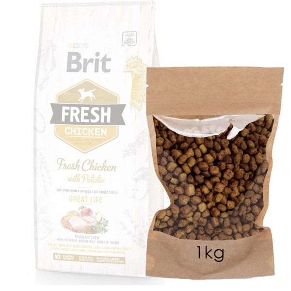 BRIT FRESH ADULT CHICKEN&POTATO 1kg karma dla dorosłych psów kurczak ROZWAŻANA