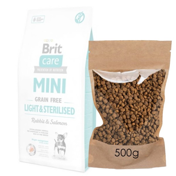 BRIT CARE MINI GF LIGHT&STERILISED 500g karma dla małych psów kastr. ROZWAŻANA