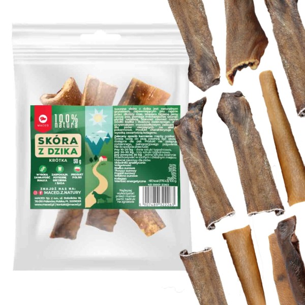 MACED Suszona skóra z dzika 50g naturalny przysmak dla psa
