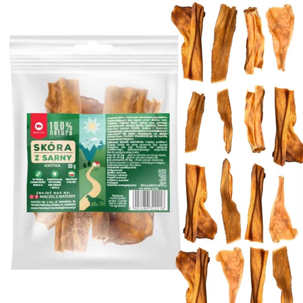 MACED Suszone skóra z sarny 100% naturany przysmak dla psa 50g