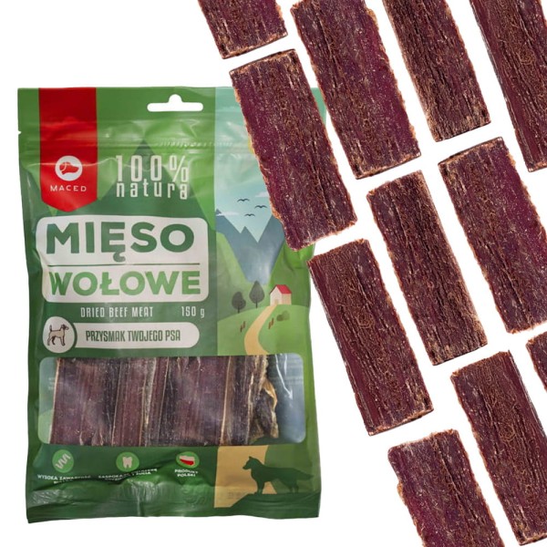 MACED Suszone mięso wołowe 100% naturany przysmak dla psa 150g