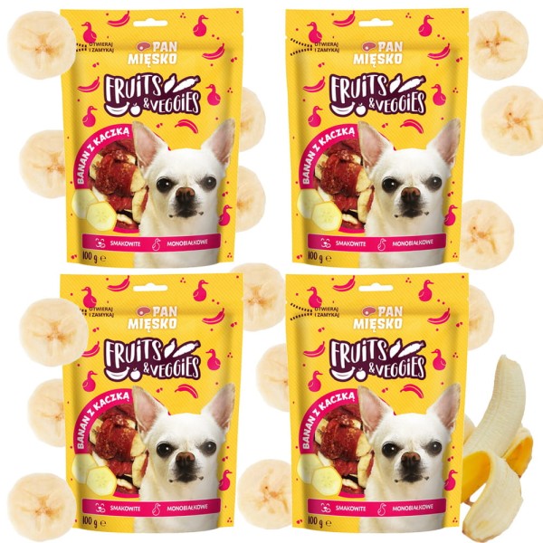Pan Mięsko Przysmak dla psa Fruits & Veggies Banan z kaczką 4x100g
