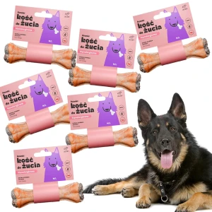 AZANKI Kość do żucia M/L ze skóry końskiej z jagodami 17cm 6szt