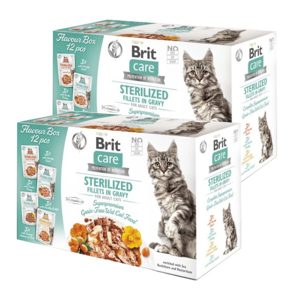 BRIT CARE Fillets in Gravy Box Pouch Sterilized dla kotów 24x85g