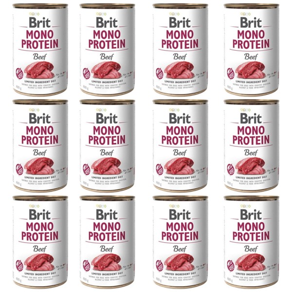 BRIT MONO PROTEIN Beef WOŁOWINA karma mokra w puszce dla psa pakiet 12x400g