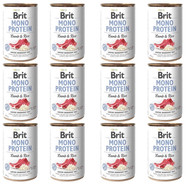 BRIT Mono Protein Lamb & Rice JAGNIĘCINA Mokra Karma dla Psa Zestaw 12x400g