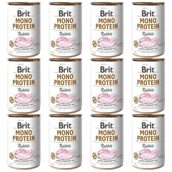 BRIT Mono Protein Rabbit królik karma mokra w puszce dla psa Zestaw 12x400g