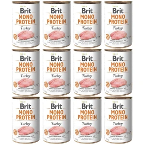 BRIT Mono Protein Turkey Indyk karma mokra w puszce dla psa Zestaw 12x400g