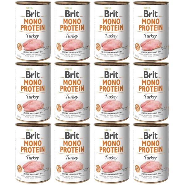 BRIT Mono Protein Turkey Indyk karma mokra w puszce dla psa Zestaw 12x400g