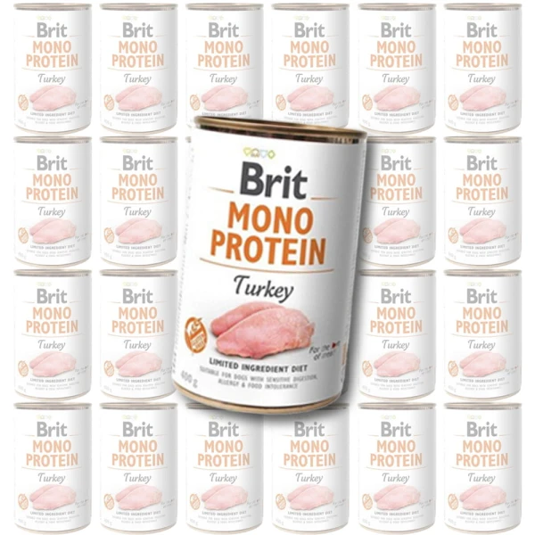BRIT Mono Protein Turkey Indyk karma mokra w puszce dla psa Zestaw 24x400g