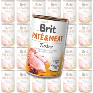 BRIT Pate & Meat Turkey Karma Mokra dla Dorosłych Psów Indyk Zestaw 24x400g
