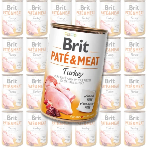 BRIT Pate & Meat Turkey Karma Mokra dla Dorosłych Psów Indyk Zestaw 24x400g