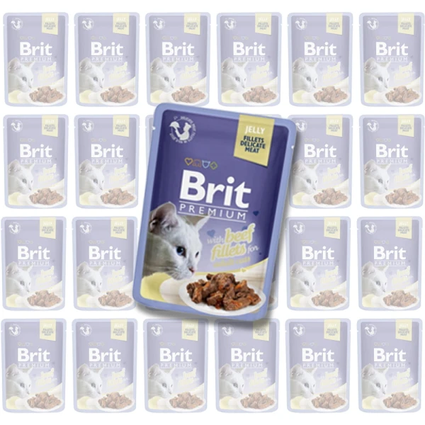 Brit Premium Beef Jelly Karma Mokra dla Kota Wołowina Galareta Zestaw 24x85g