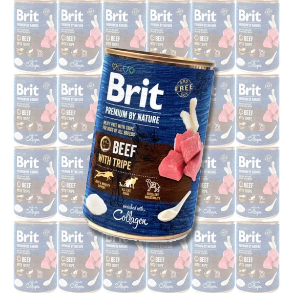 BRIT Premium By Nature Beef & Tripes Karma Mokra dla Dorosłych Psów Zestaw 24x400g
