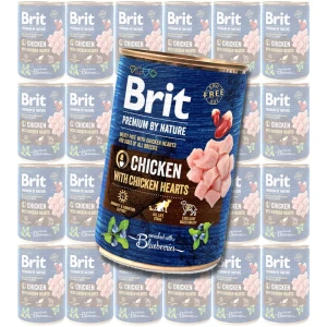 BRIT Premium Chicken & Hearts Karma Mokra dla Dorosłych Psów Zestaw 24x400g
