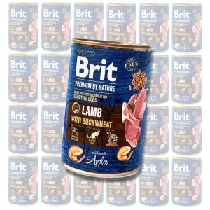BRIT Premium Lamb & BuckWheat Karma Mokra dla Dorosłych Psów Zestaw 24x400g