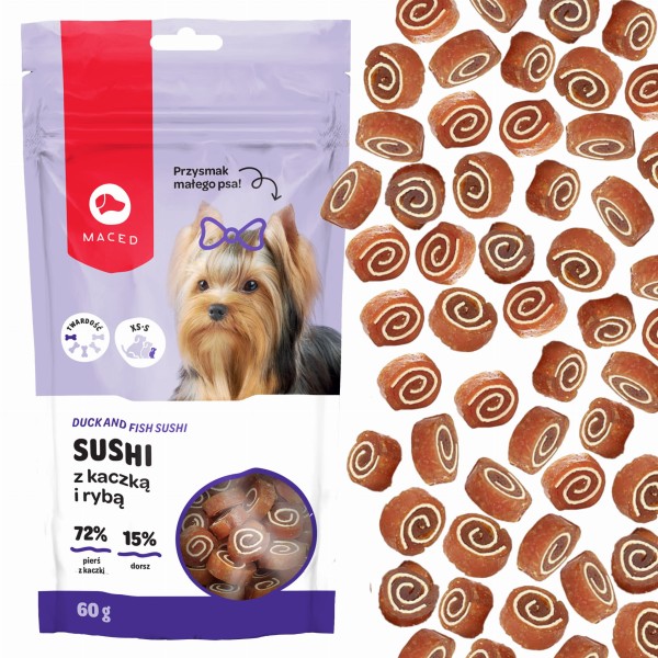Maced Przysmak dla Psa Sushi z Kaczką i Rybą Miękki Mały 60g