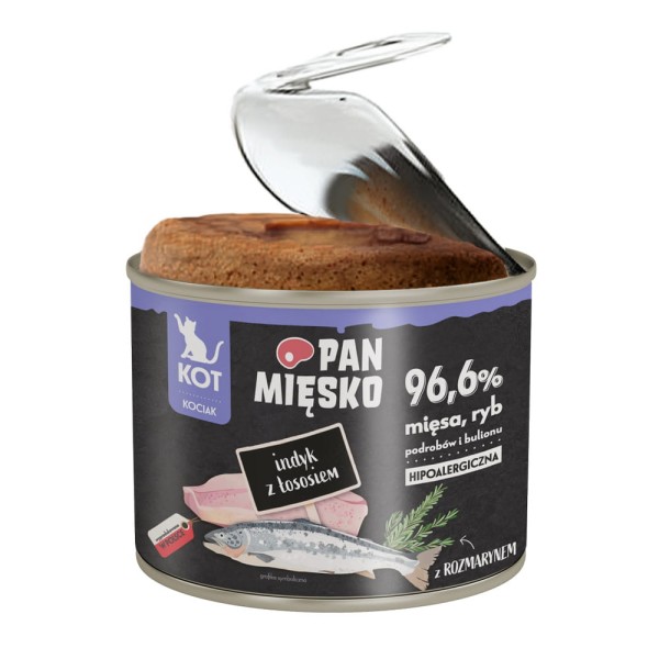 Pan Mięsko Karma mokra dla kota Indyk z łososiem (kociak) 200g