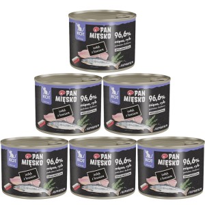 Pan Mięsko Karma mokra dla kota Indyk z łososiem (kociak) Zestaw 6x200g
