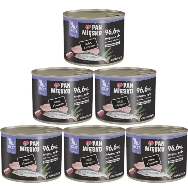 Pan Mięsko Karma mokra dla kota Indyk z łososiem (kociak) Zestaw 6x200g