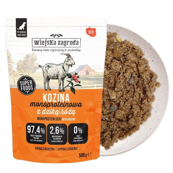 Wiejska Zagroda Karma mokra dla psa Monobiałkowa Kozina (dorosły) 500g