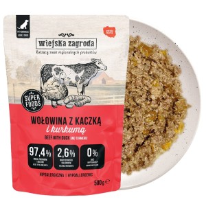 Wiejska Zagroda Karma mokra dla psa Wołowina z kaczką (dorosły) 500g