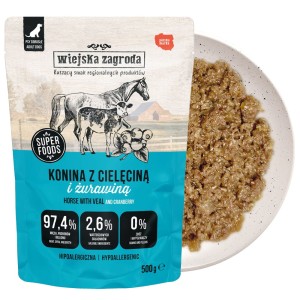 Wiejska Zagroda Karma mokra dla psa Konina z cielęciną (dorosły) 500g