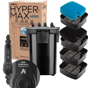 Aquael Hypermax BT filtr zewnętrzny do akwarium 1500l + Grzałka Flow Heater BT