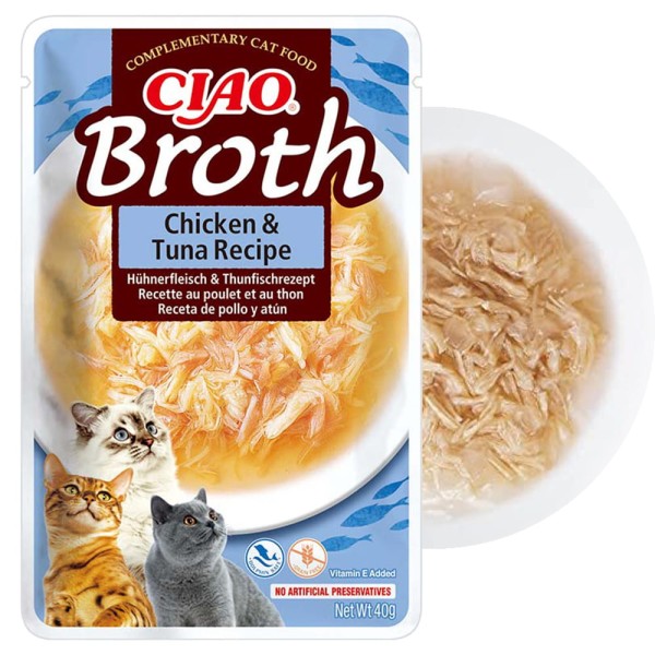 Inaba Ciao Broth Przysmak dla Kota Kurczak i Tuńczyk – Bulion 40g