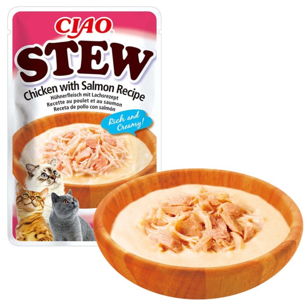 Inaba Ciao Stew Przysmak dla Kota Kurczak z Łososiem – Potrawka 40g