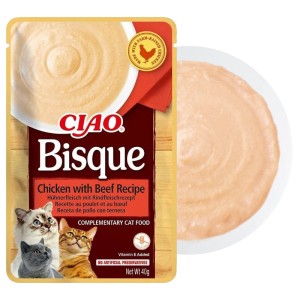 Inaba Ciao Bisque Przysmak dla Kota Kurczak z Wołowiną – Kremowy Mus 40g