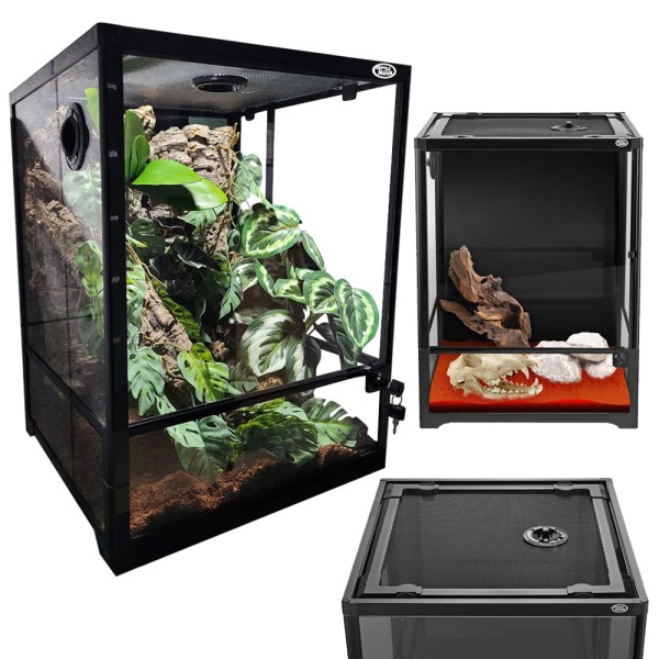 Terrarium 45x45x60cm Reptile Nova - Szklane, Zdejmowana Pokrywa, Metalowa Siatka Wentylacyjna
