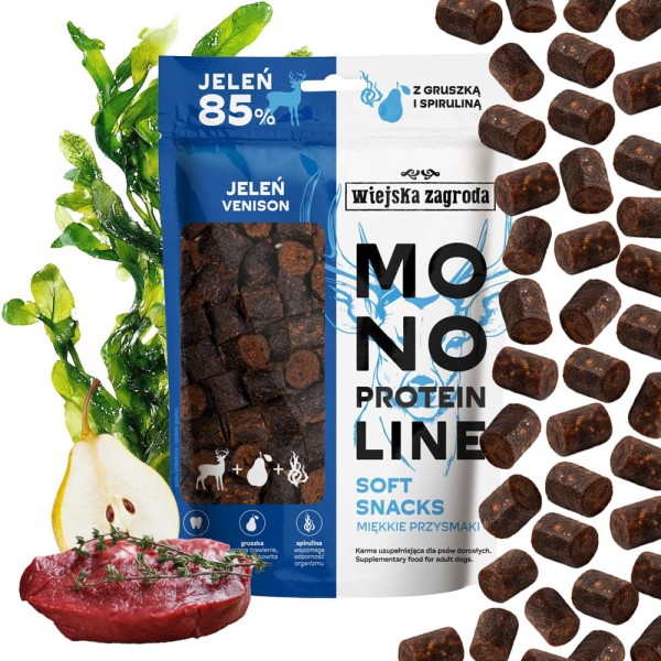 Wiejska Zagroda Przysmak dla psa Monoproteinowe miękkie przysmaki Jeleń (dorosły) 115g