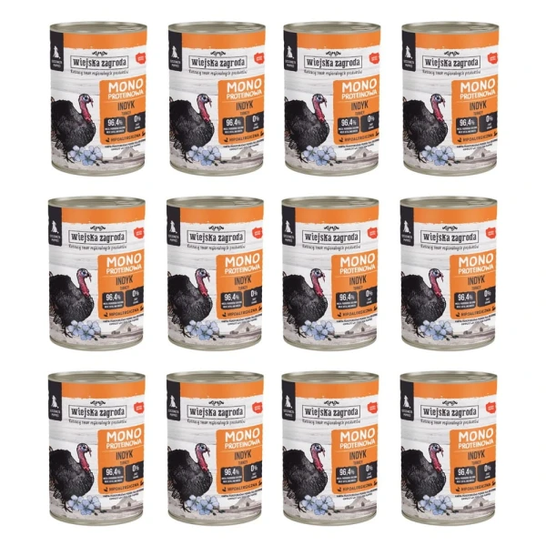 Karma SZCZENIAK MONO Wiejska Zagroda 12x400g indyk