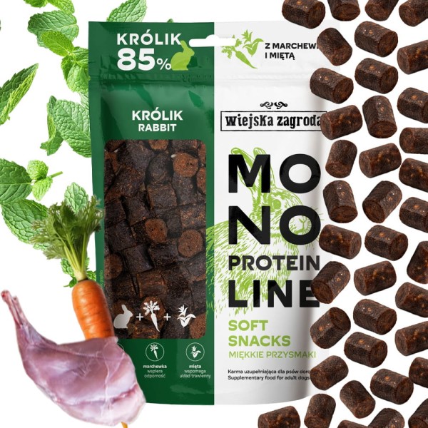 Wiejska Zagroda Przysmak dla psa Monoproteinowe miękkie przysmaki Królik (dorosły) 115g