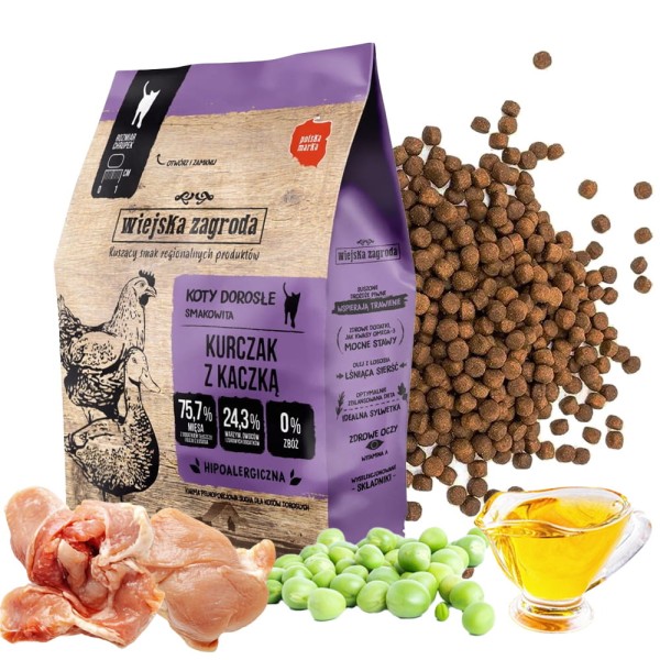 Wiejska Zagroda Karma sucha dla kota kurczak kaczka 400g
