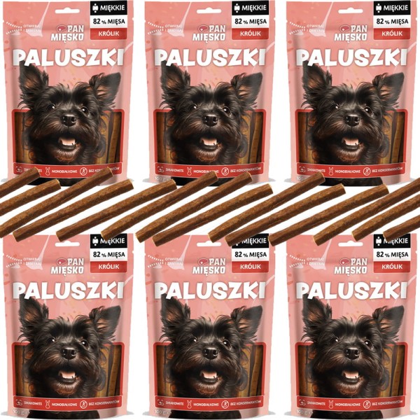 Pan Mięsko Przysmak dla psa Paluszki Królik (dorosły) Zestaw 6x100g